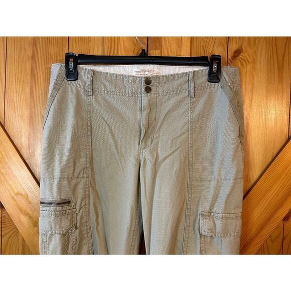 Eddie Bauer Womens Ripstop Light Khaki Cargo Adjustable Snap Cuffs Size 10 (8982 - Picture 2 of 8